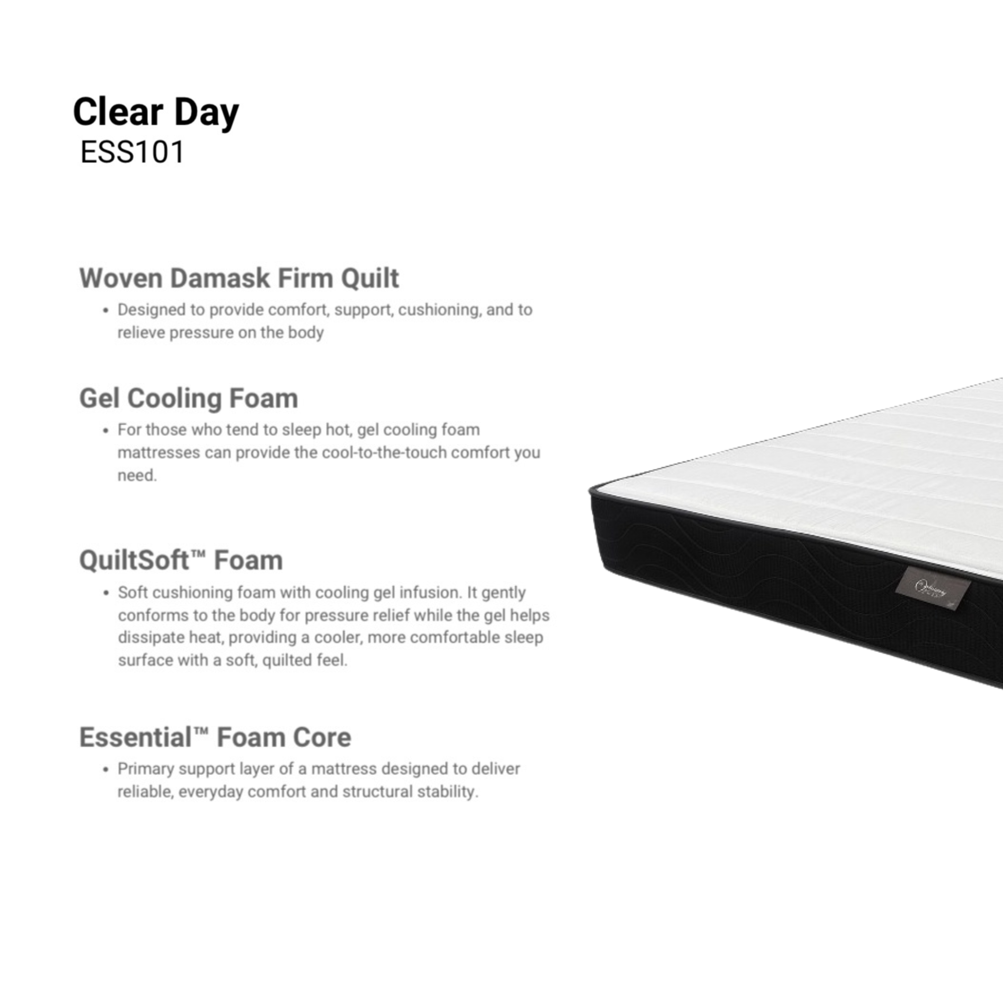 Clear Day Firm 10” GelCool™ Essential Foam Mattress