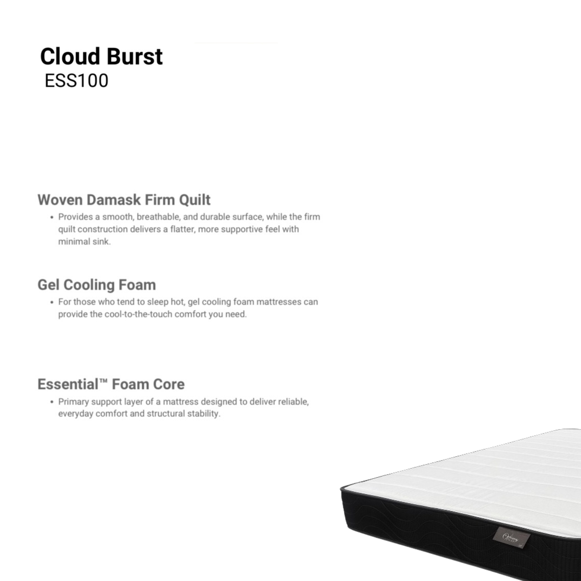 Cloud Burst Extra Firm 10” GelCool™ Support Foam Mattress